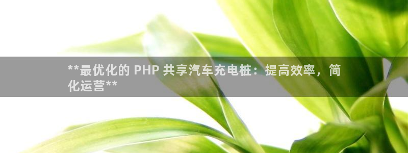 威廉希尔美职联2.10 3.40 3.10：**最优化的 PHP 共享汽车充电桩：提高效率，简
化运营**
