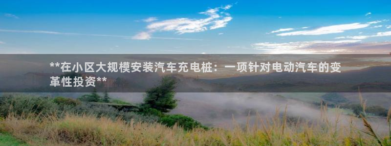 威廉操盘手法：**在小区大规模安装汽车充电桩：一项针对电动汽车的变
革性投资**